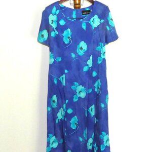 Sag Harbor blue floral long a-line maxi dress